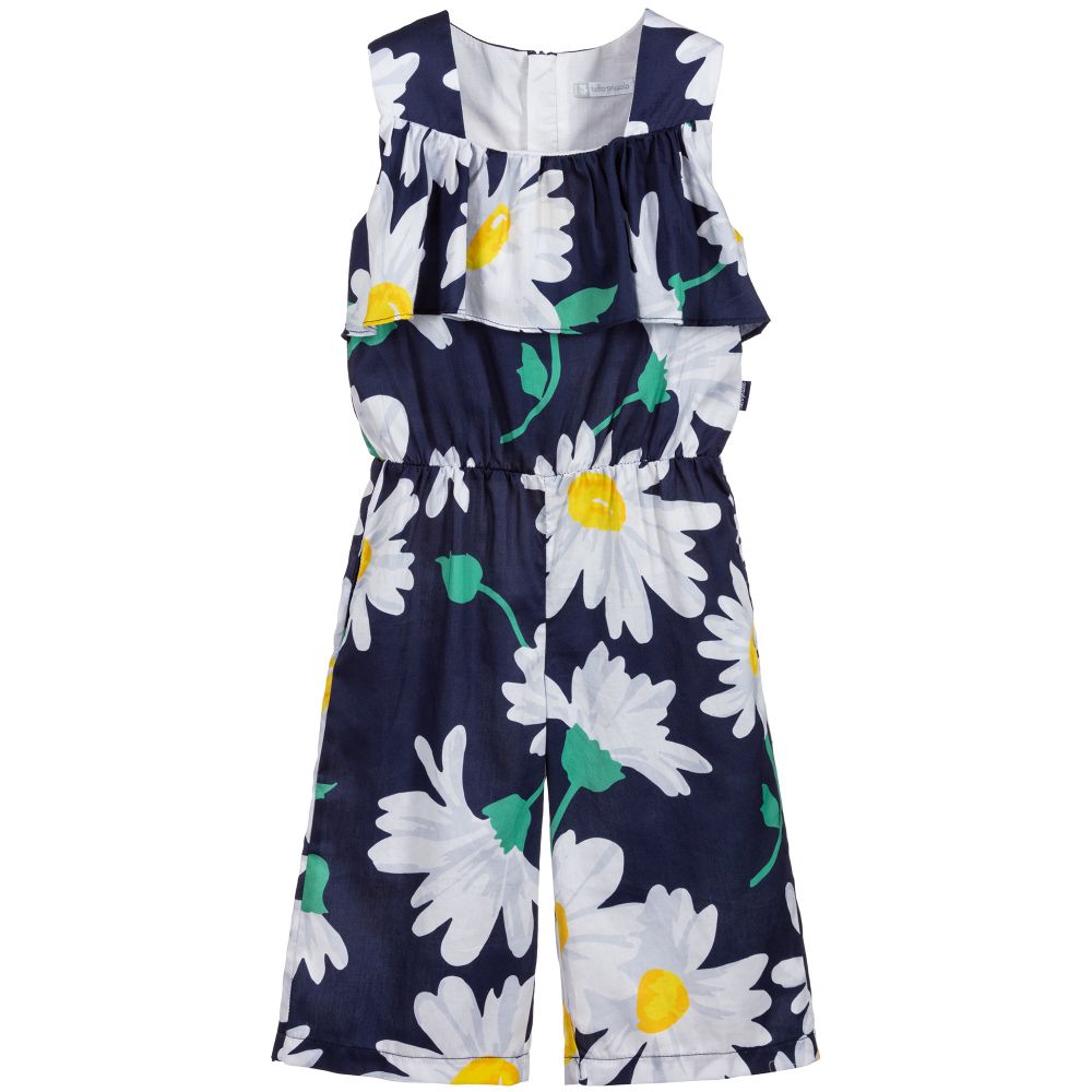 Tutto Piccolo-Blue Daisy Cotton Jumpsuit | Childrensalon Outlet