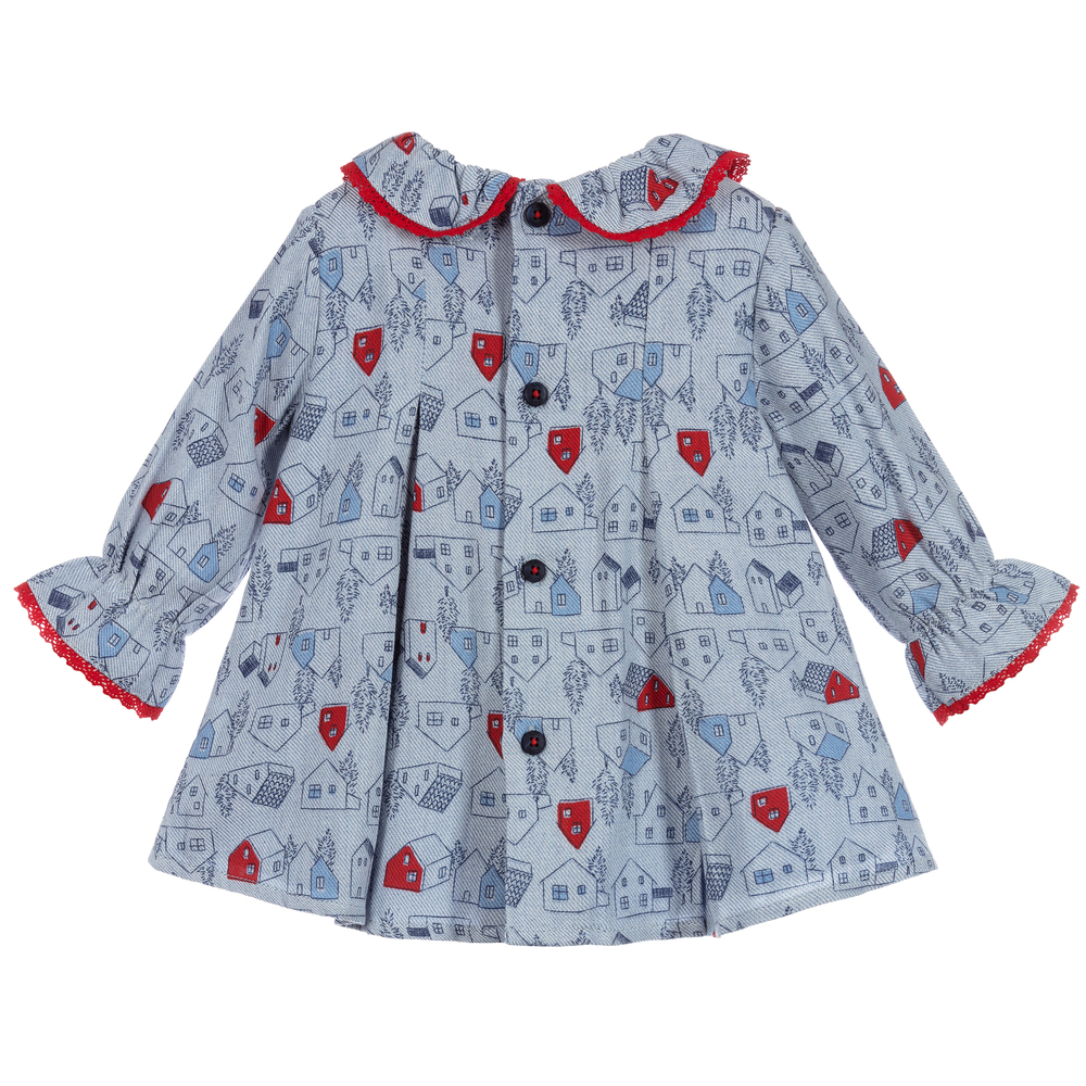 Tutto Piccolo-فستان قطن و فيسكوز و كولون لون أزرق و كحلي | Childrensalon Outlet