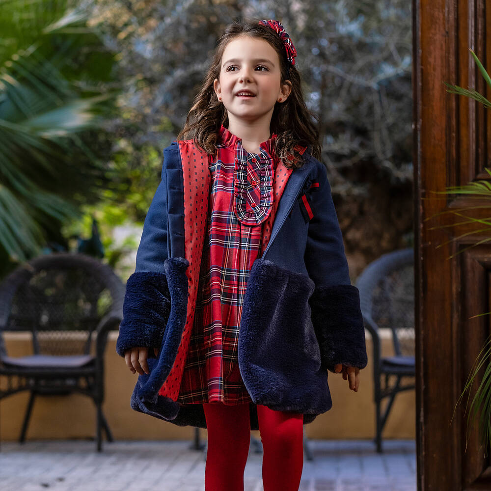 Tutto Piccolo-Blue Faux Fur Trim Coat | Childrensalon Outlet