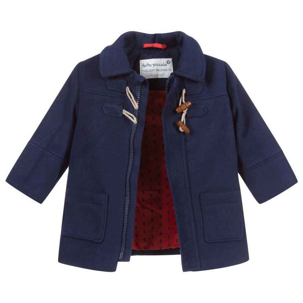 Tutto Piccolo-Синий дафлкот с меховой отделкой | Childrensalon Outlet