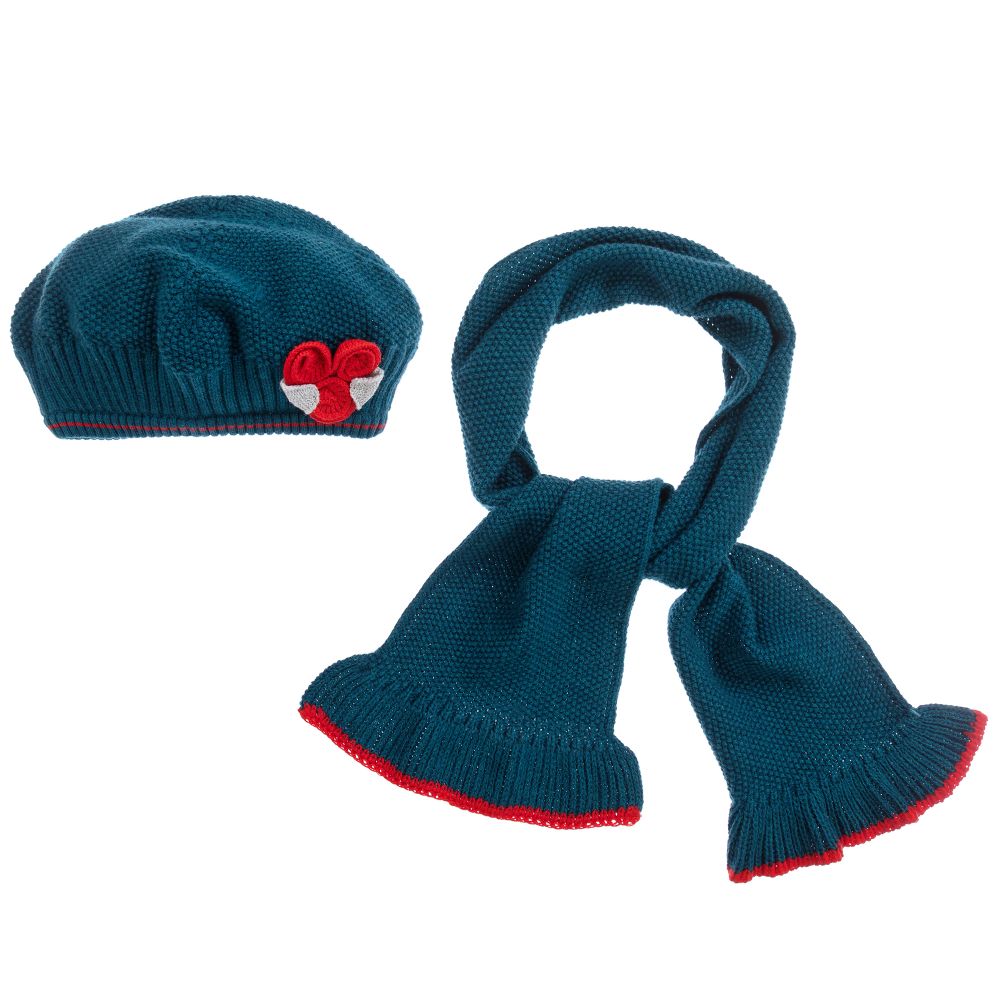 Tutto Piccolo - Blaues Set mit Mütze und Schal | Childrensalon