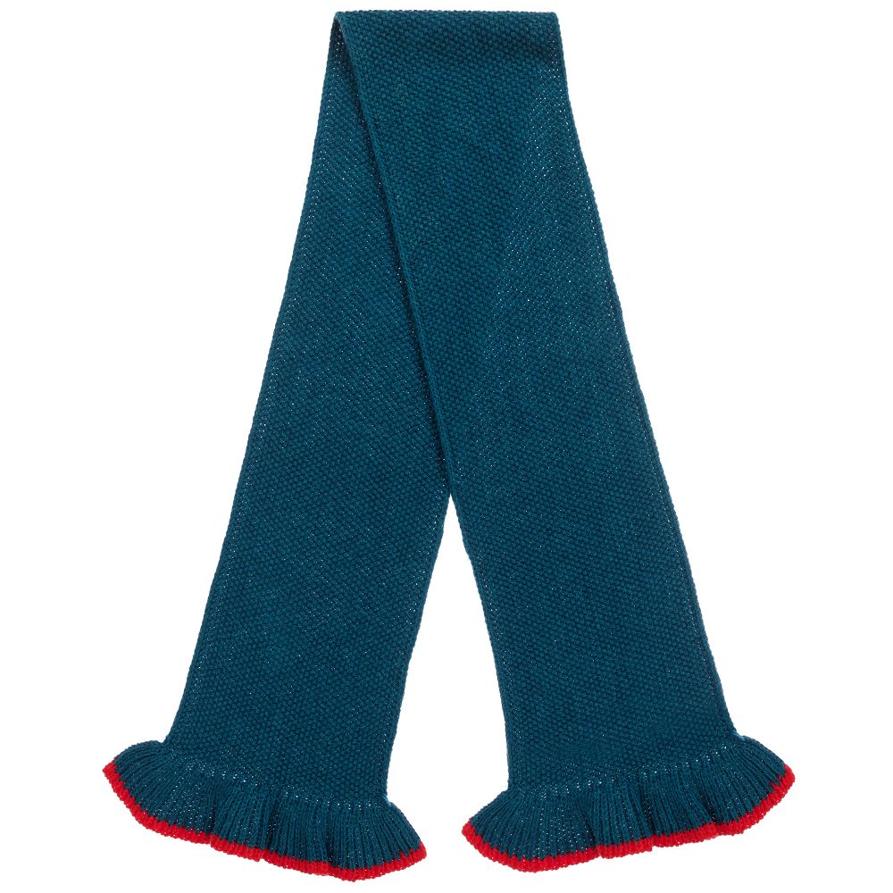 Tutto Piccolo-سكارف وقبعة مزيج قطن وصوف محبوك لون كحلي | Childrensalon Outlet