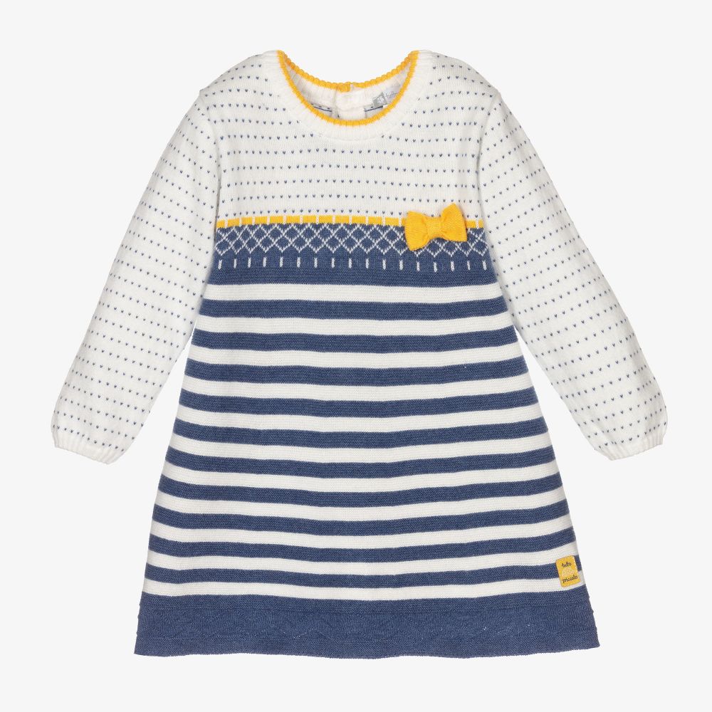Tutto Piccolo - Blue Knitted Baby Dress Set | Childrensalon