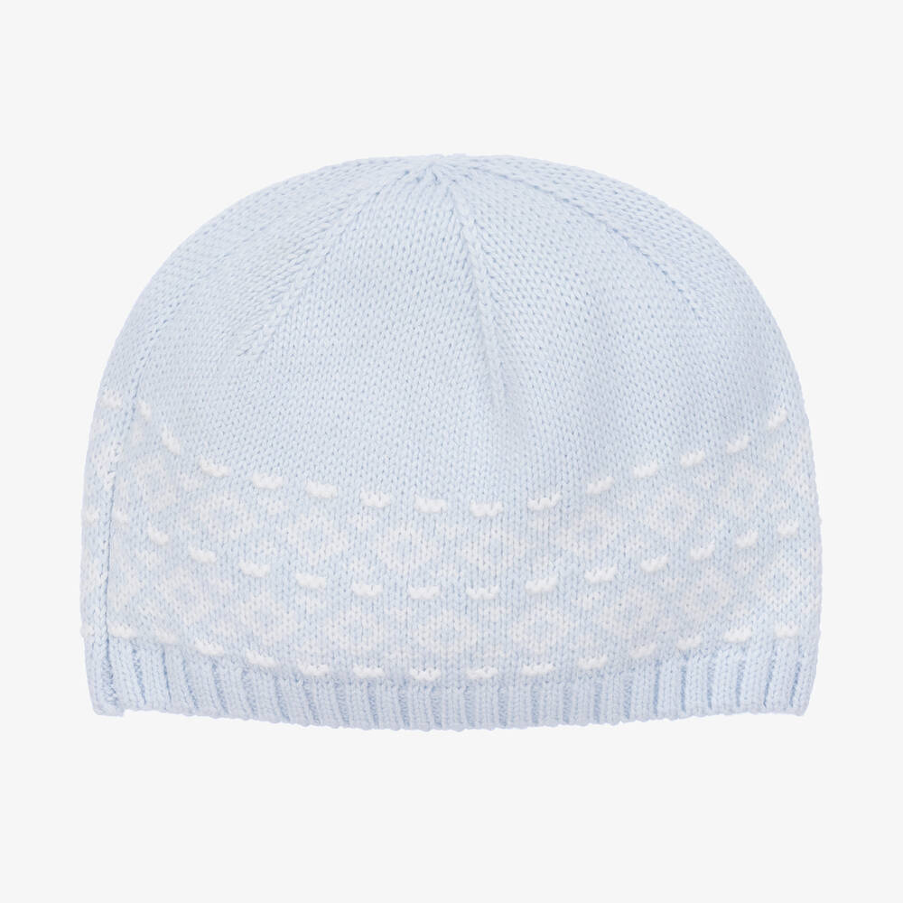 Tutto Piccolo-طقم قبعة وسكارف مزيج قطن محبوك لون أزرق | Childrensalon Outlet