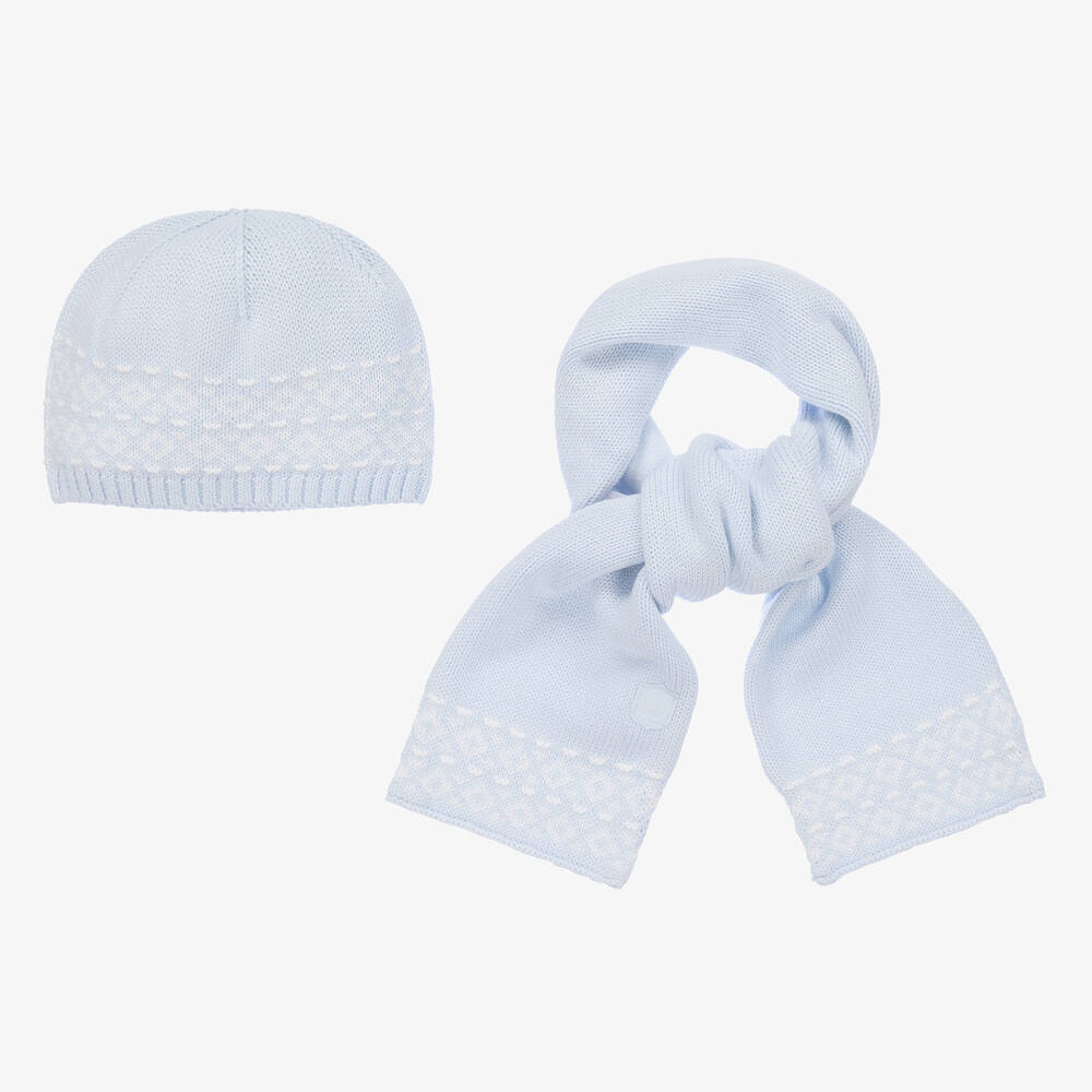 Tutto Piccolo - Blue Knitted Hat & Scarf Set | Childrensalon