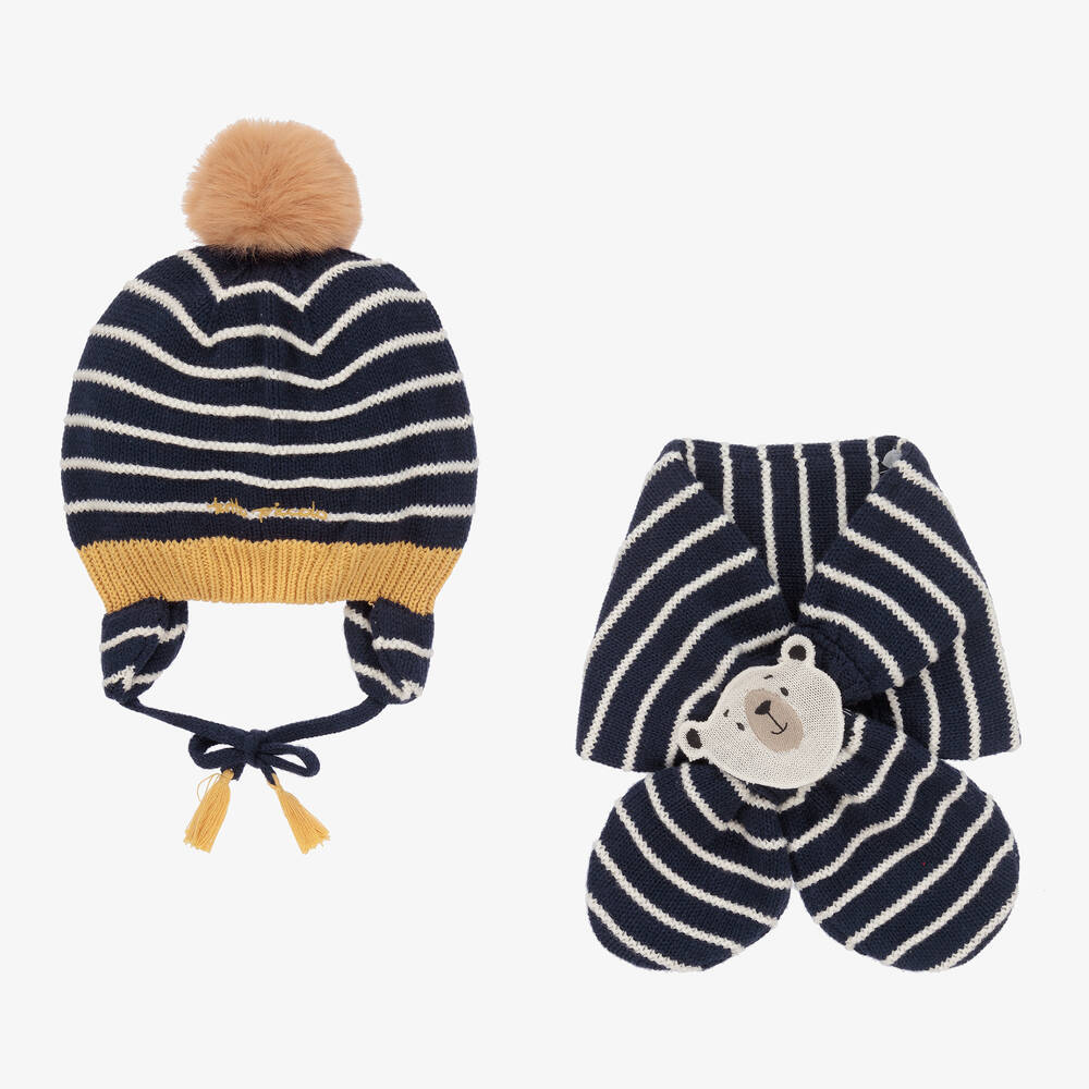 Tutto Piccolo - Blue Knitted Hat & Scarf Set | Childrensalon