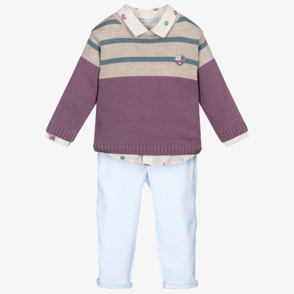 Tutto Piccolo - Фиолетовый свитер с голубыми брюками | Childrensalon