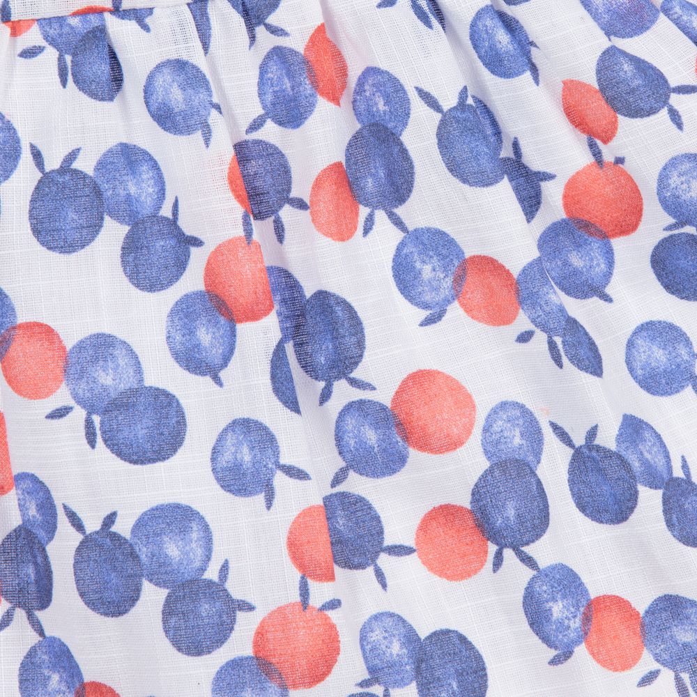 Tutto Piccolo-فستان قطن لون أبيض ، أزرق وأحمر | Childrensalon Outlet