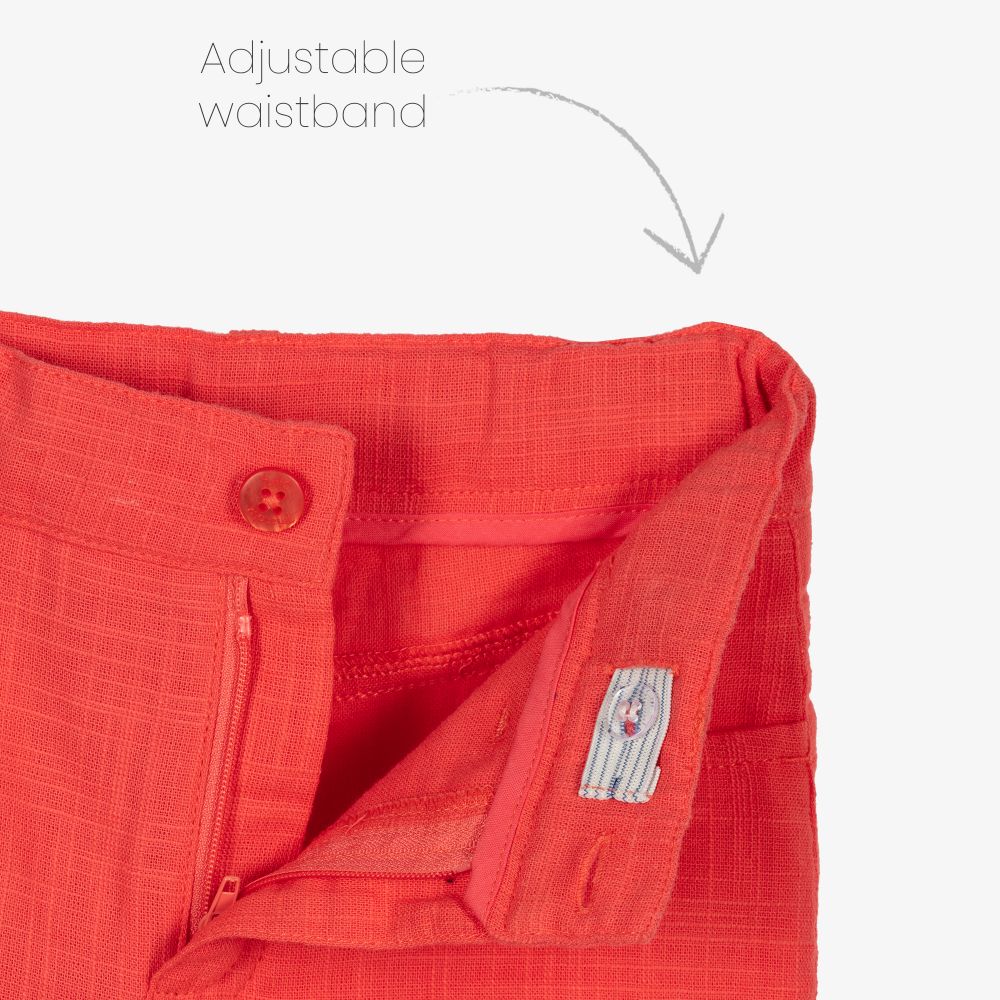 Tutto Piccolo-Голубая рубашка и красные шорты из хлопка | Childrensalon Outlet