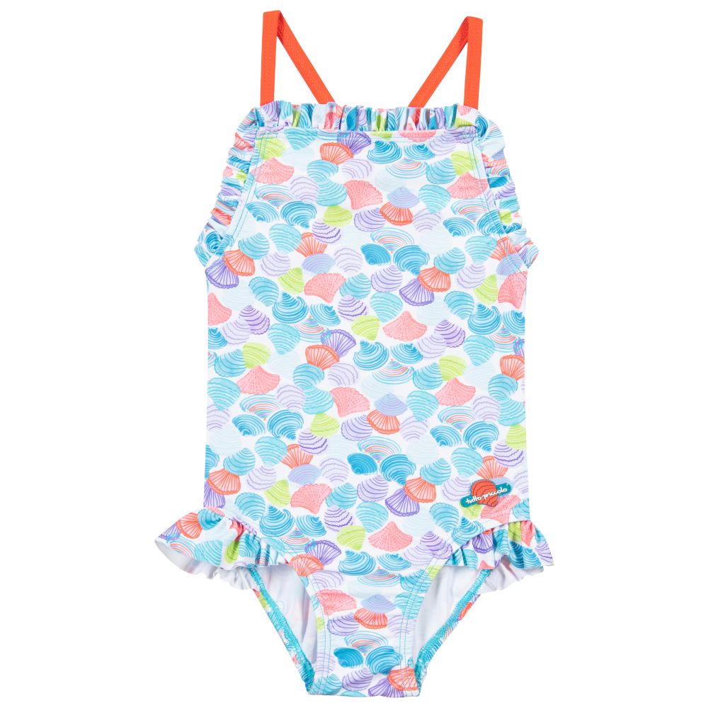 Tutto Piccolo-Blue Shell Print Swimsuit | Childrensalon Outlet