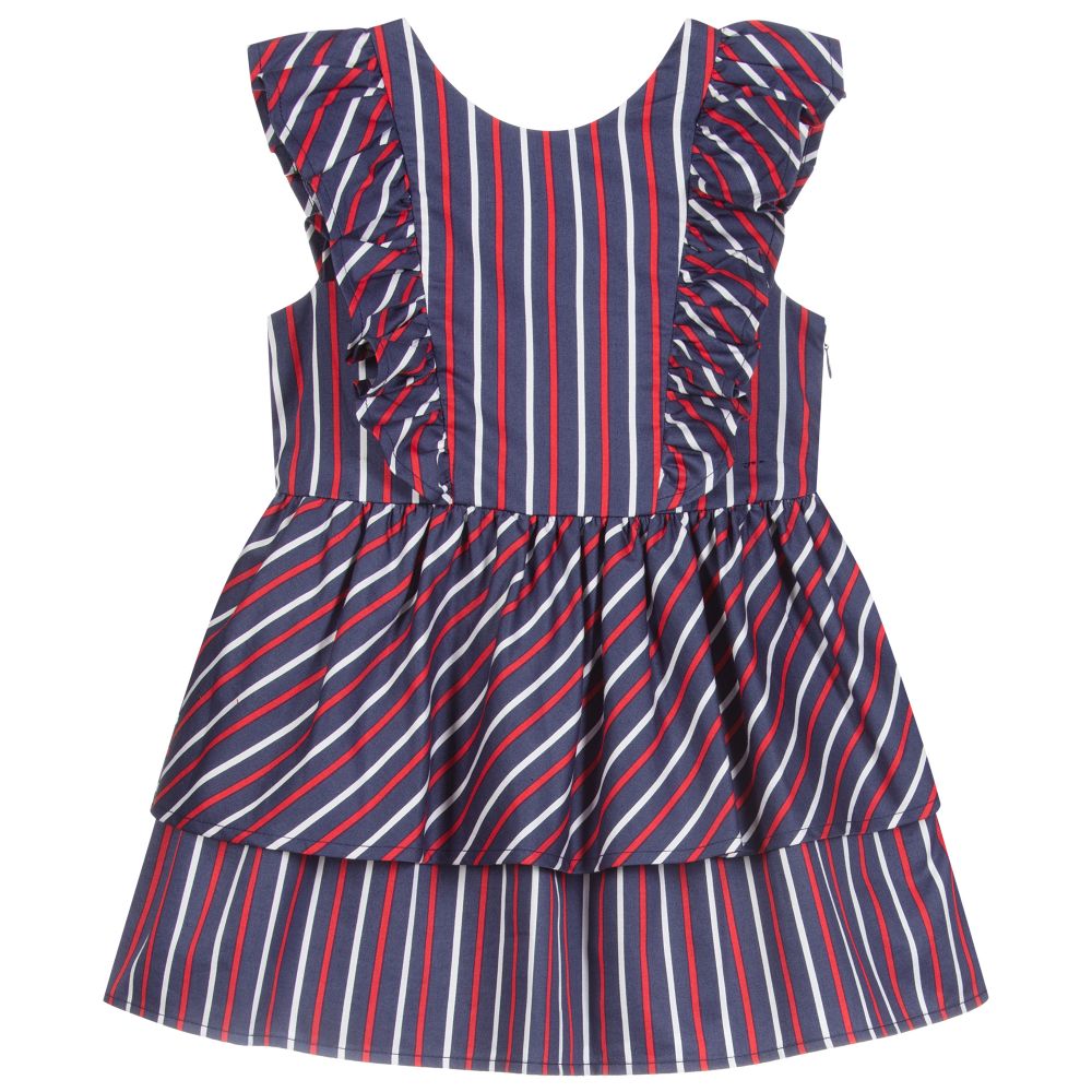 Tutto Piccolo - Blue Striped Cotton Dress  | Childrensalon