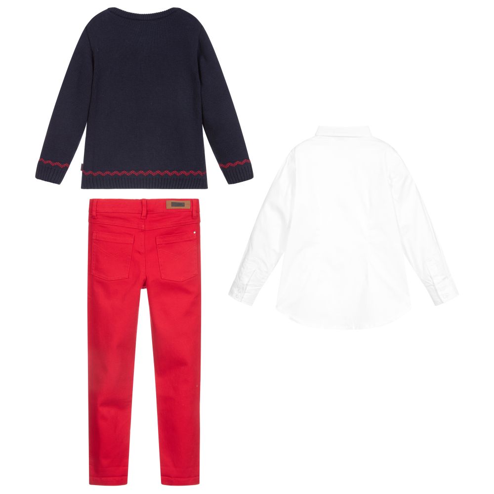 Tutto Piccolo-Комплект с синим свитером и брюками | Childrensalon Outlet