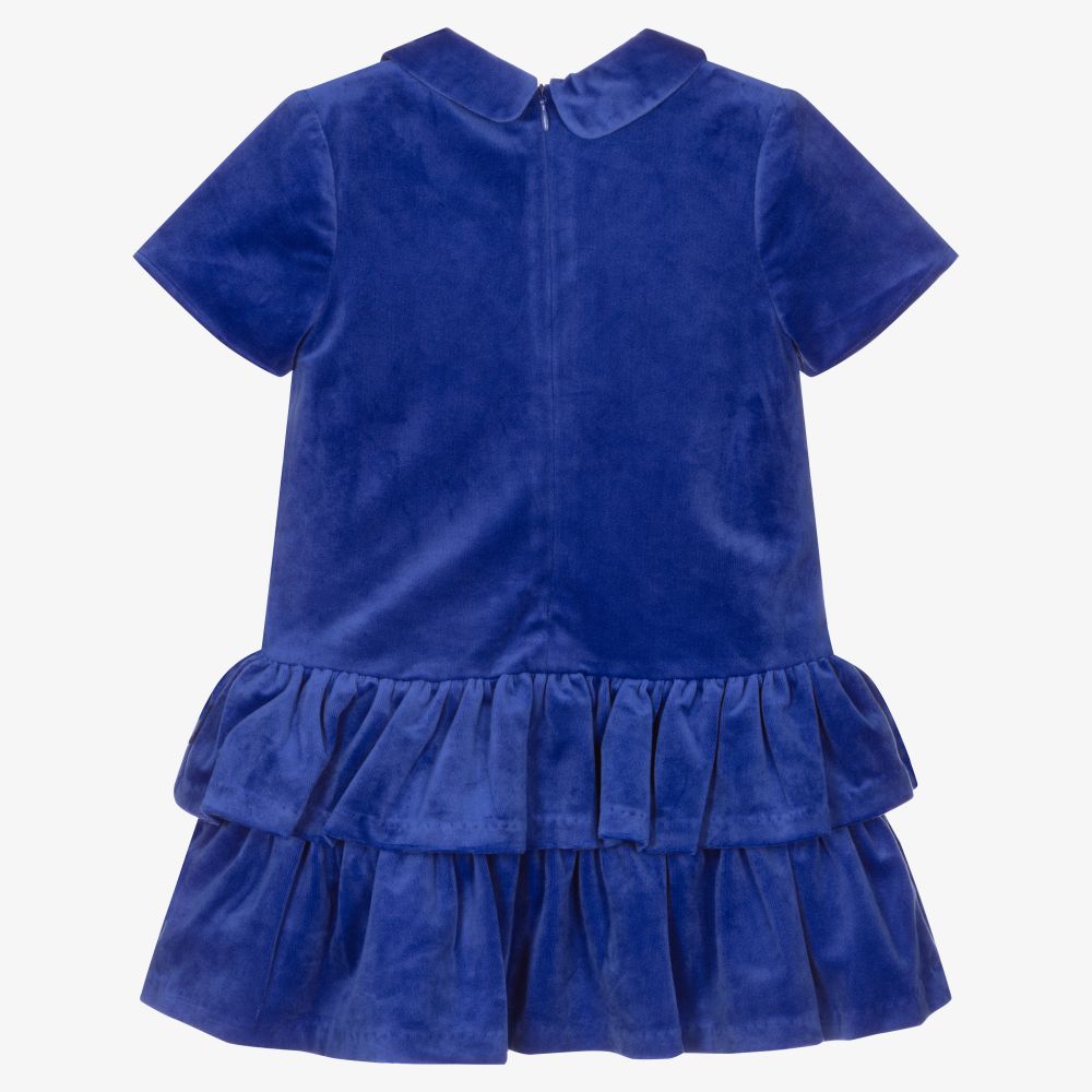 Tutto Piccolo-Blue Velvet Dress & Tights Set | Childrensalon Outlet