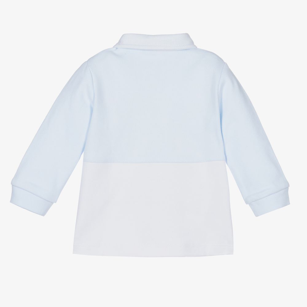 Tutto Piccolo-Blue & White Cotton Polo Shirt | Childrensalon Outlet