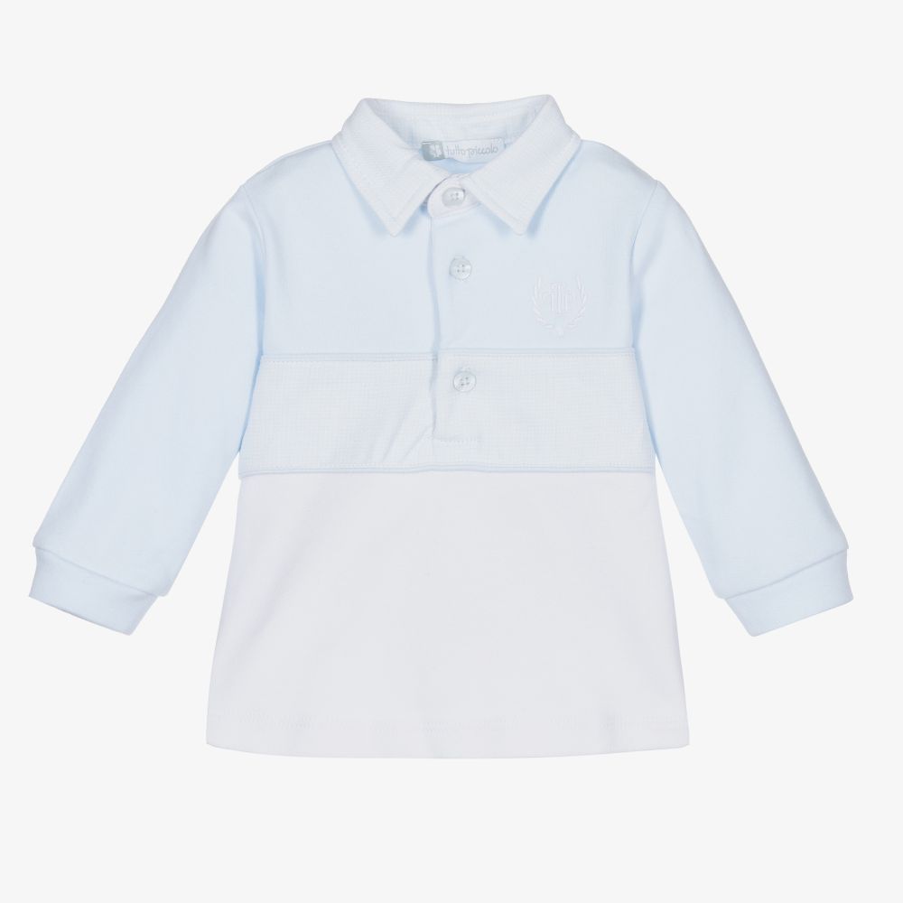 Tutto Piccolo - Blue & White Cotton Polo Shirt | Childrensalon