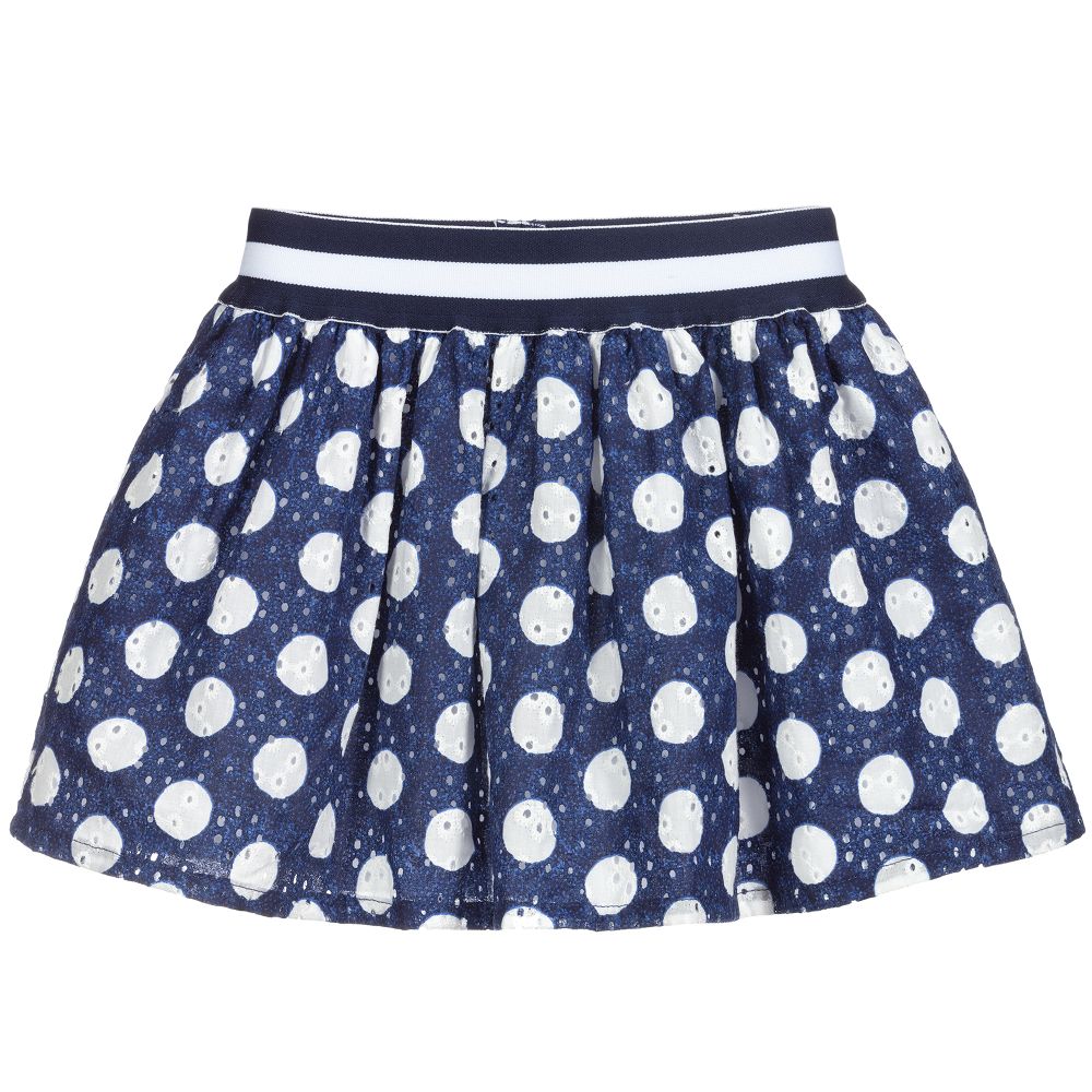Tutto Piccolo - Blue & White Polka Dot Skirt  | Childrensalon