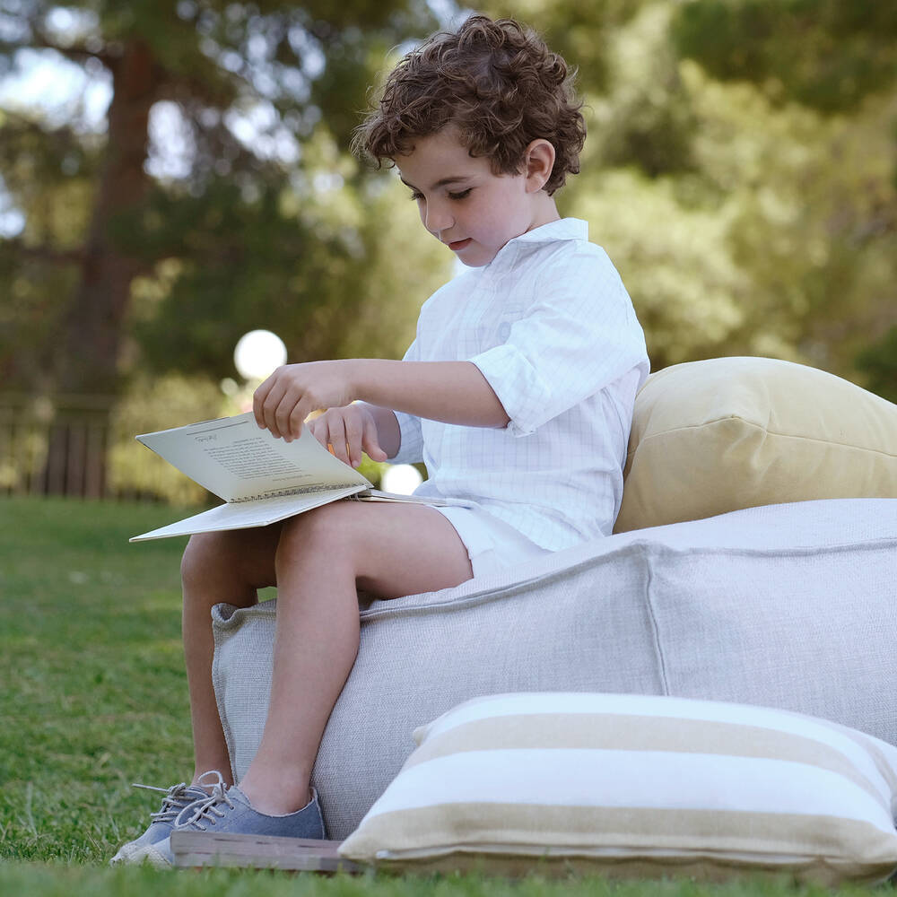 Tutto Piccolo-طقم شورت قطن لون أزرق وأبيض للأولاد | Childrensalon Outlet