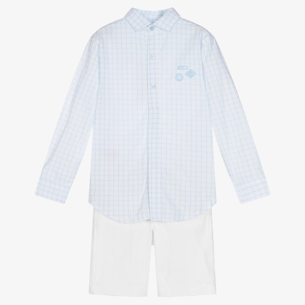 Tutto Piccolo - Голубая рубашка и белые шорты | Childrensalon