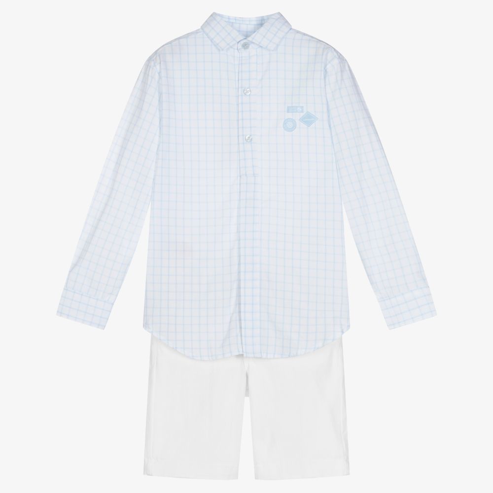 Tutto Piccolo-Blue & White Shorts Set | Childrensalon Outlet