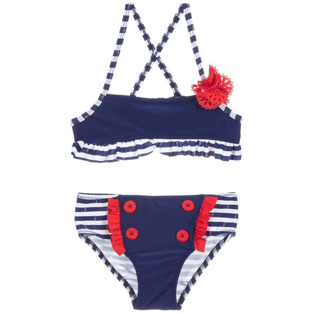Tutto Piccolo-Blue & White Striped Bikini | Childrensalon Outlet