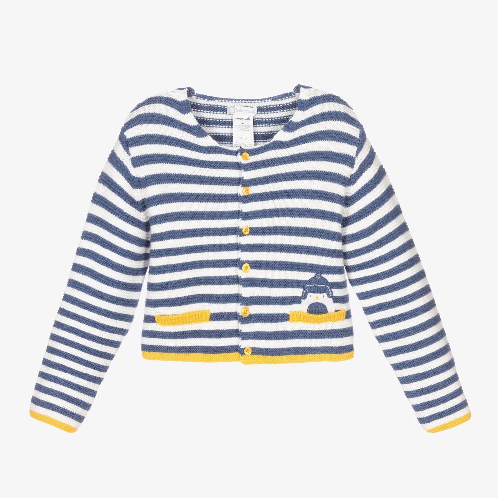 Tutto Piccolo - Blue & White Striped Cardigan | Childrensalon