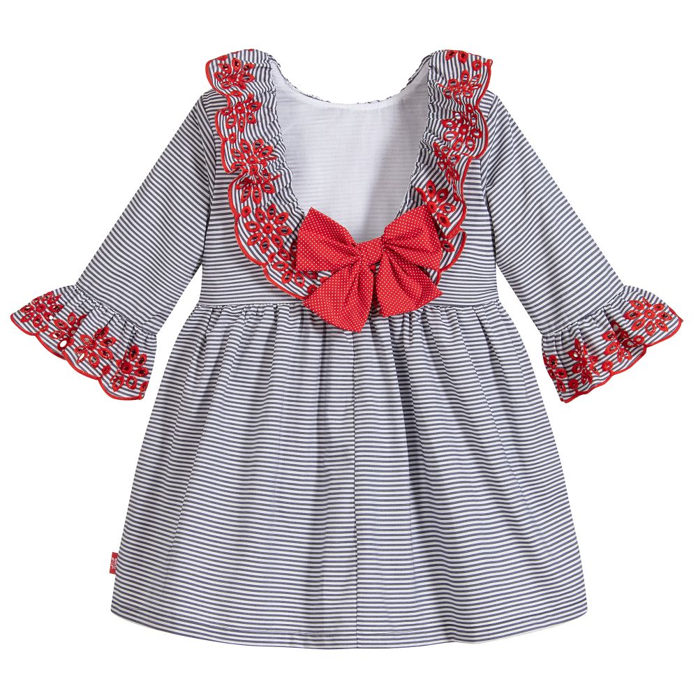 Tutto Piccolo-فستان قطن لون كحلي و أبيض | Childrensalon Outlet