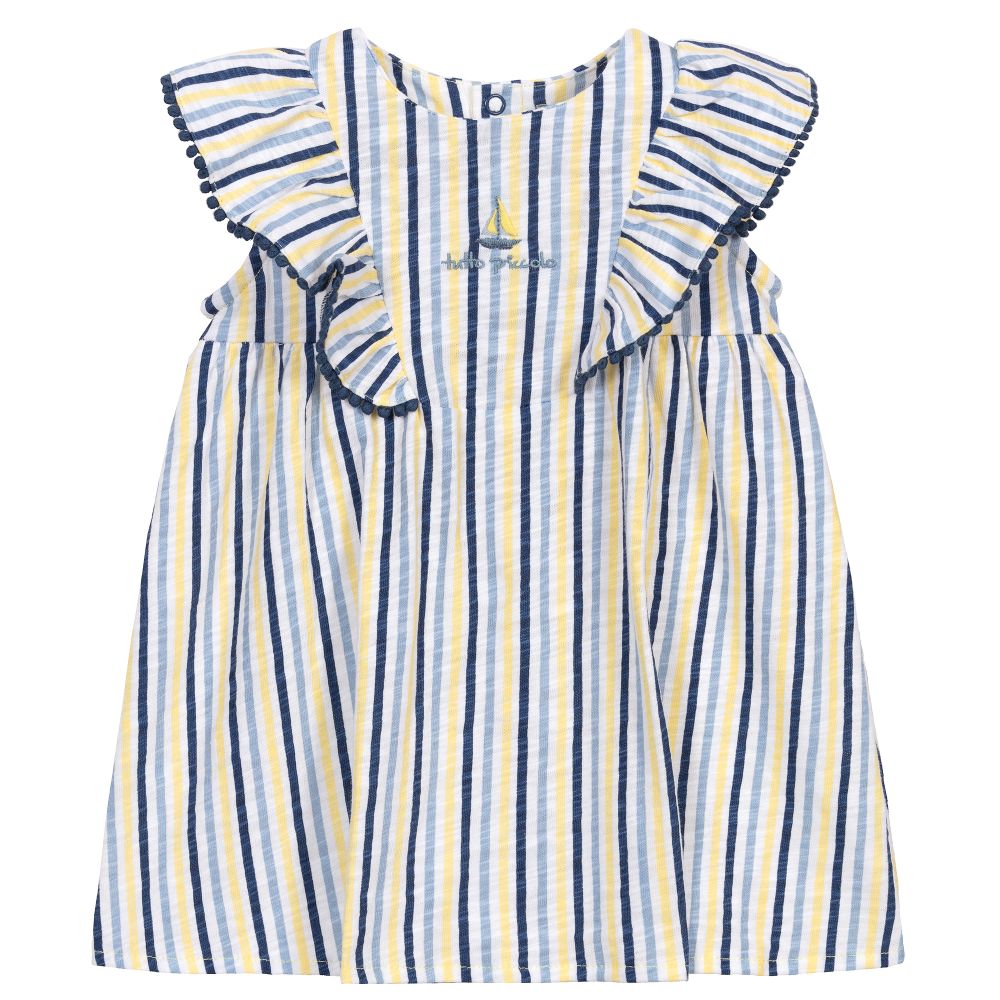 Tutto Piccolo - فستان وسروال قطن مزين بكشكش لون أزرق وأصفر | Childrensalon