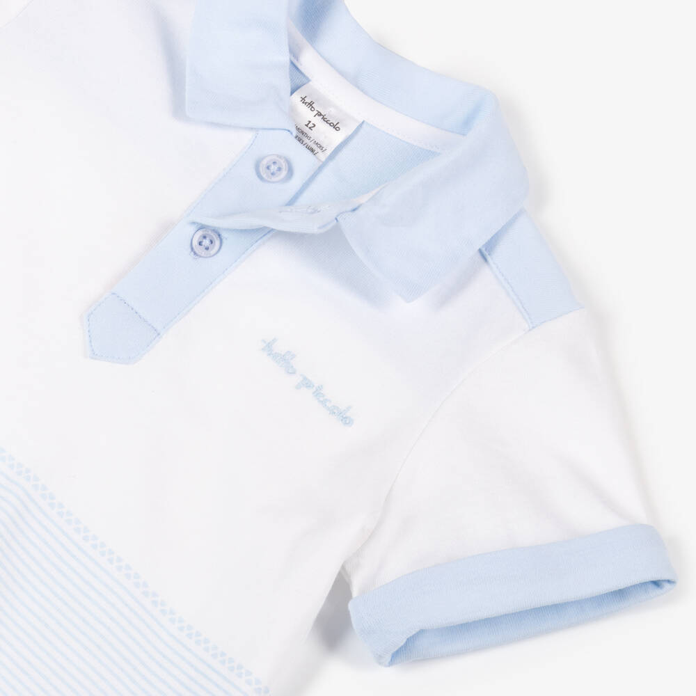Tutto Piccolo-Boys Azure Cotton Polo Set | Childrensalon Outlet