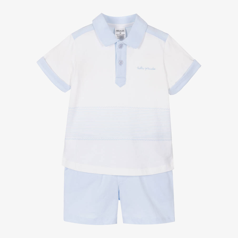 Tutto Piccolo-Boys Azure Cotton Polo Set | Childrensalon Outlet