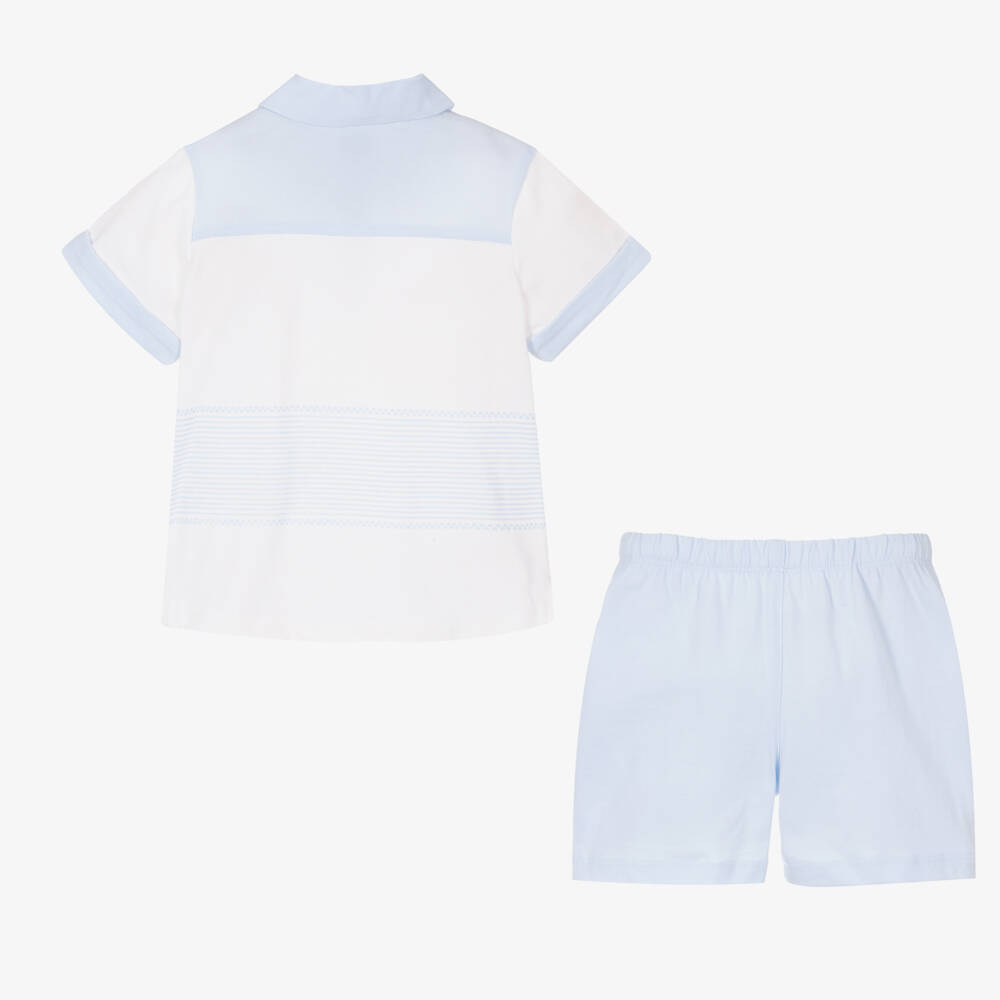 Tutto Piccolo-Boys Azure Cotton Polo Set | Childrensalon Outlet