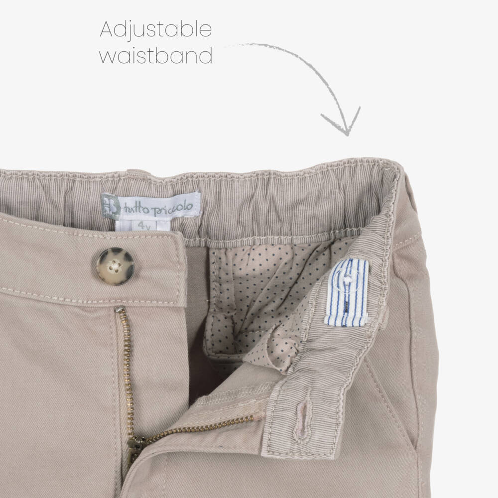 Tutto Piccolo-طقم بنطلون قطني بيج للأولاد | Childrensalon Outlet