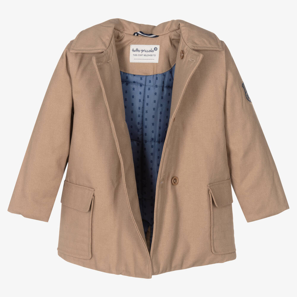 Boys beige coat hotsell