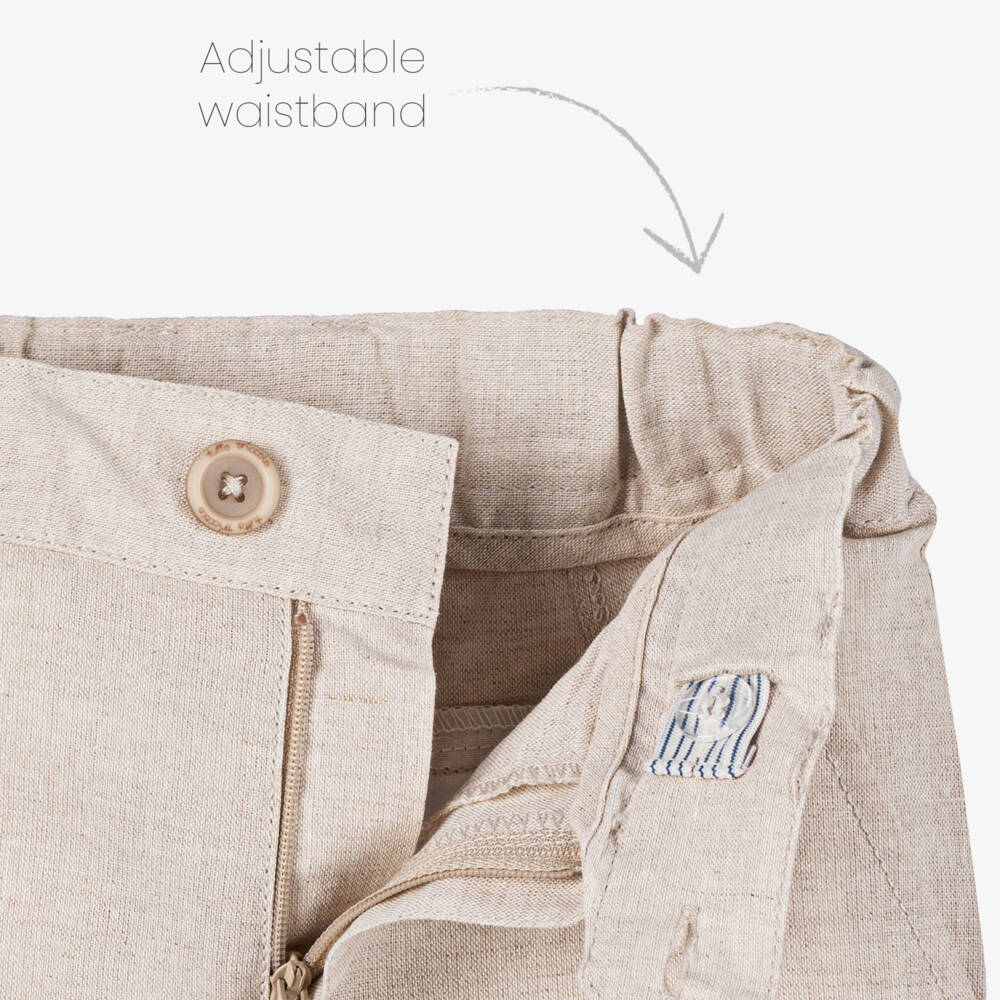 Tutto Piccolo-طقم شورت قطن وكتان لون بيج وعاجي للأولاد | Childrensalon Outlet