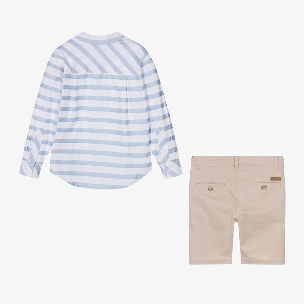 Tutto Piccolo-Boys Beige Cotton Shorts Set | Childrensalon Outlet