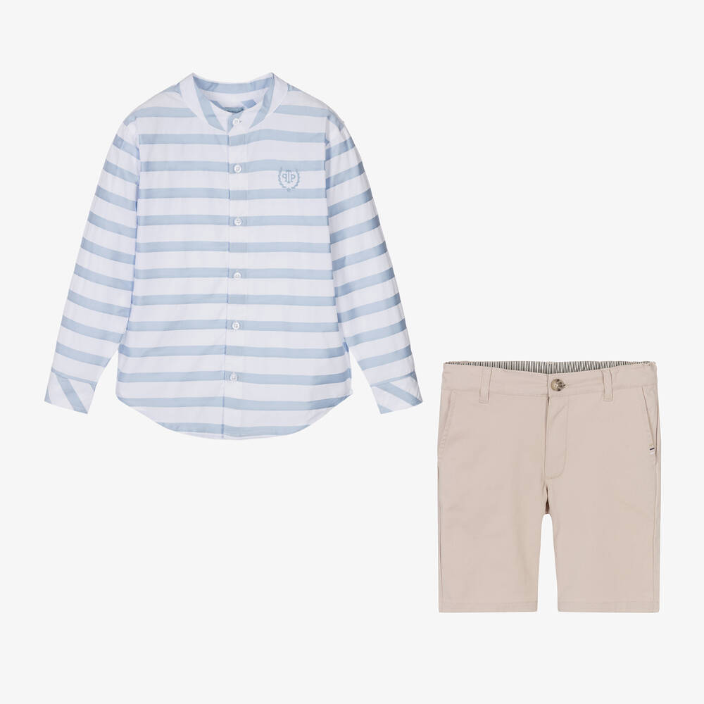 Tutto Piccolo-Boys Beige Cotton Shorts Set | Childrensalon Outlet