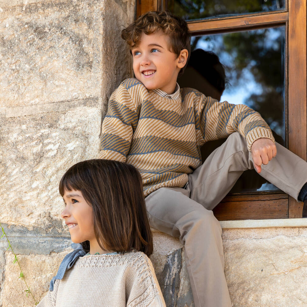 Tutto Piccolo-Boys Beige Cotton Trouser Ensemble | Childrensalon Outlet