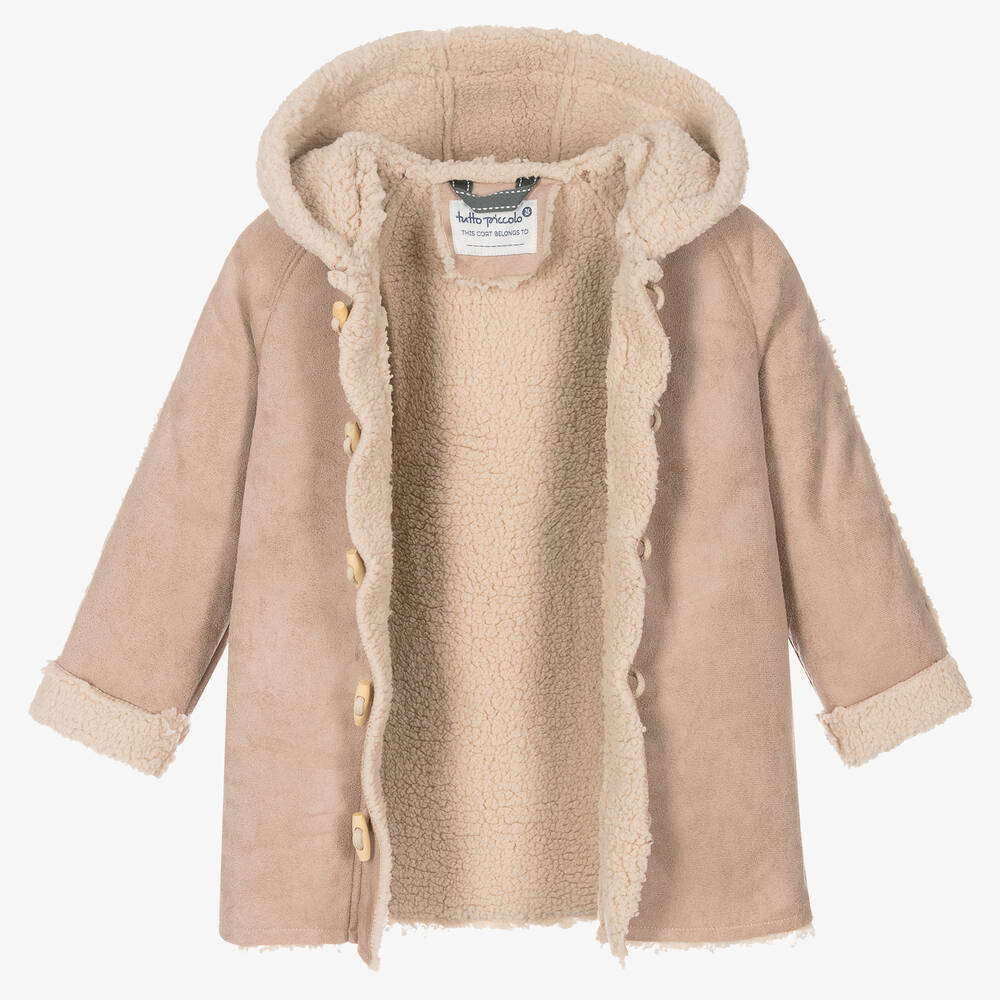 Tutto Piccolo Boys Beige Faux Sheepskin Hooded Coat Childrensalon Outlet