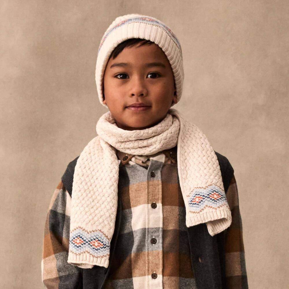 Tutto Piccolo-Boys Beige Knit Hat and Scarf | Childrensalon Outlet