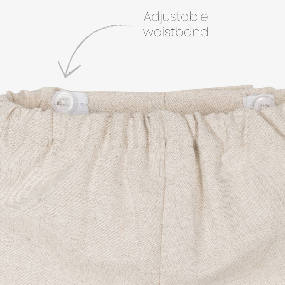 Tutto Piccolo-Boys Beige Linen Blend Shorts Ensemble | Childrensalon Outlet