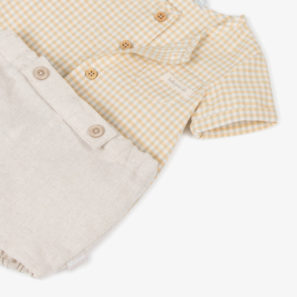Tutto Piccolo-Boys Beige Linen Blend Shorts Ensemble | Childrensalon Outlet