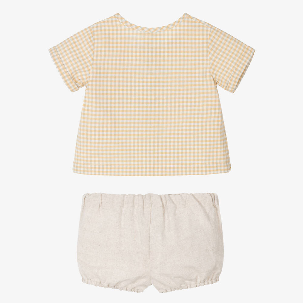 Tutto Piccolo-Boys Beige Linen Blend Shorts Ensemble | Childrensalon Outlet