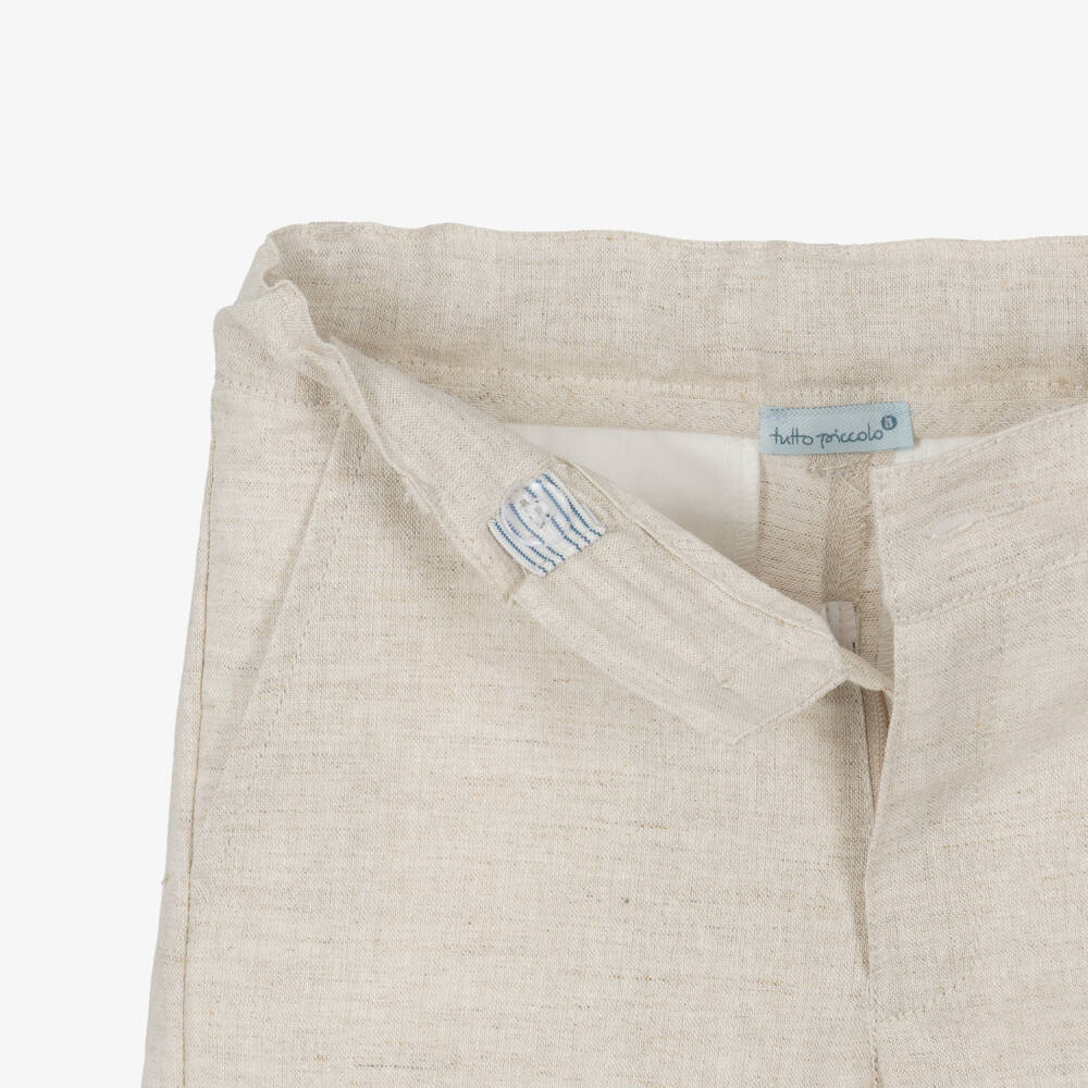 Tutto Piccolo-Boys Beige Linen & Cotton Waistcoat Suit | Childrensalon Outlet