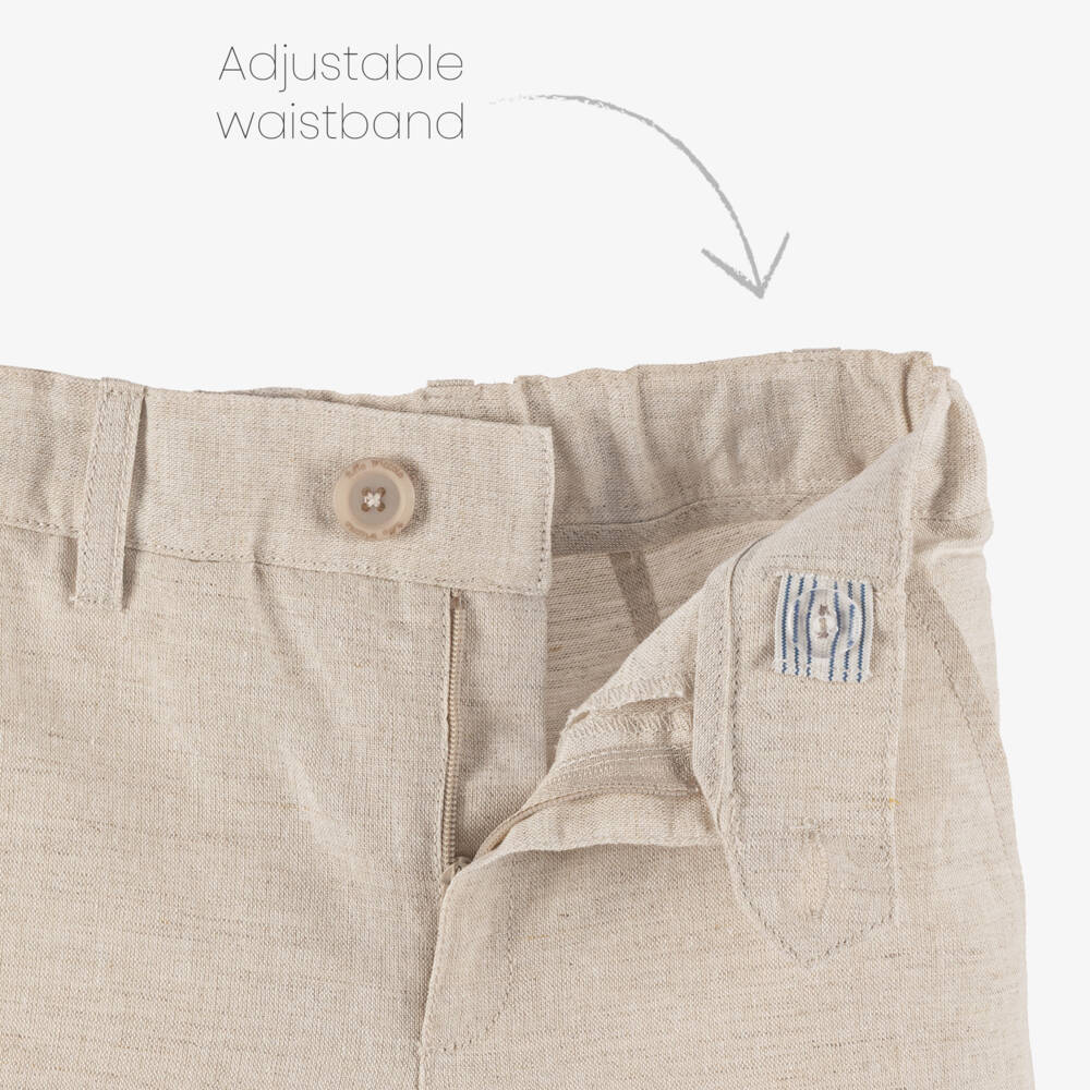 Tutto Piccolo-Boys Beige Linen Ensemble with Shorts | Childrensalon Outlet