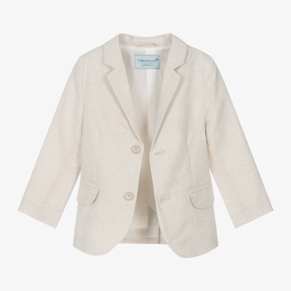 Tutto Piccolo-Boys Beige Linen Shorts Suit | Childrensalon Outlet