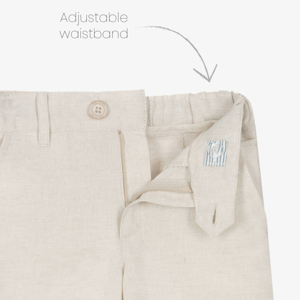 Tutto Piccolo-Boys Beige Linen Shorts Suit | Childrensalon Outlet