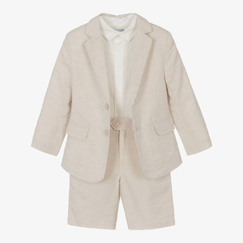Tutto Piccolo - Boys Beige Linen Suit  | Childrensalon