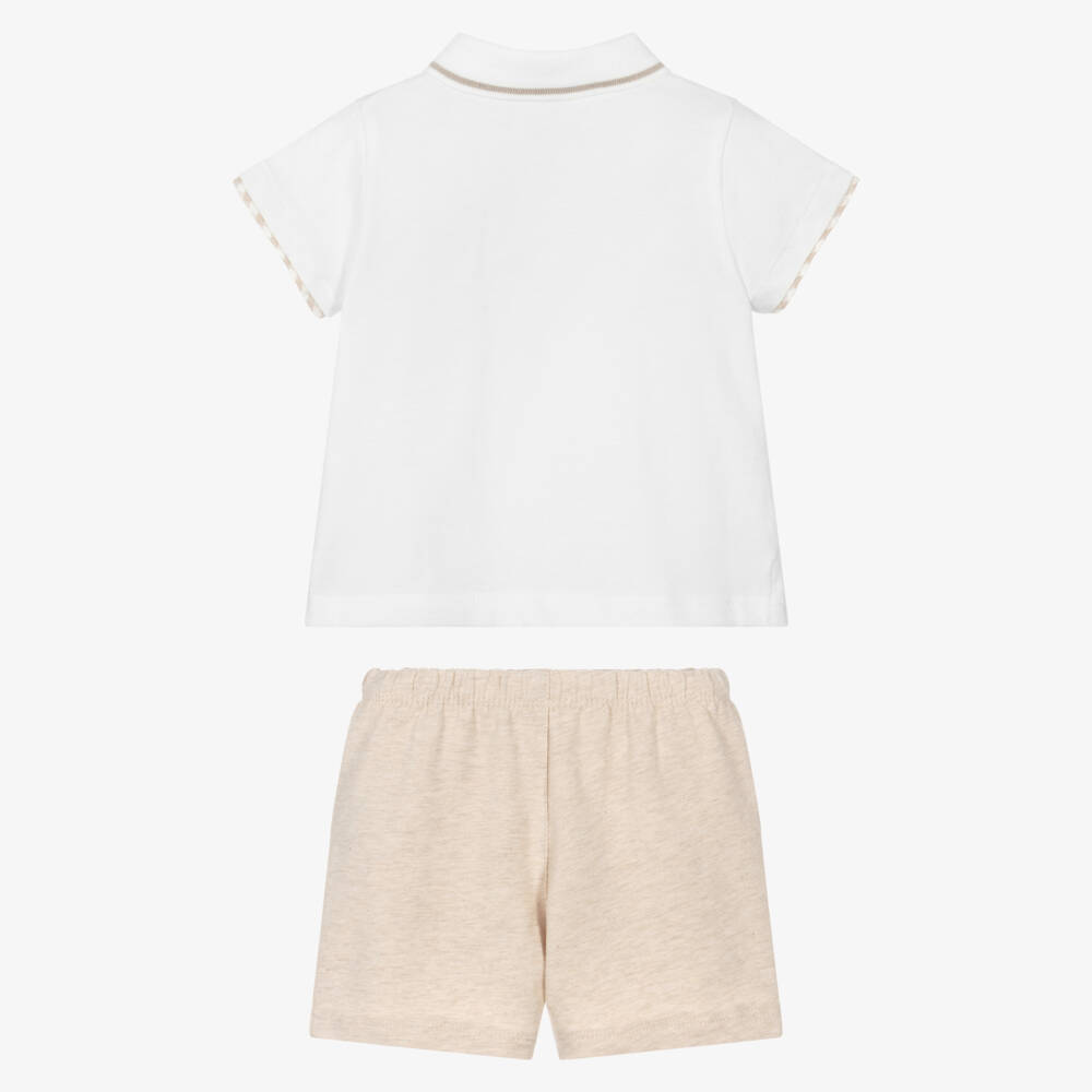 Tutto Piccolo-Бежевый комплект рубашка поло и шорты для мальчиков | Childrensalon Outlet