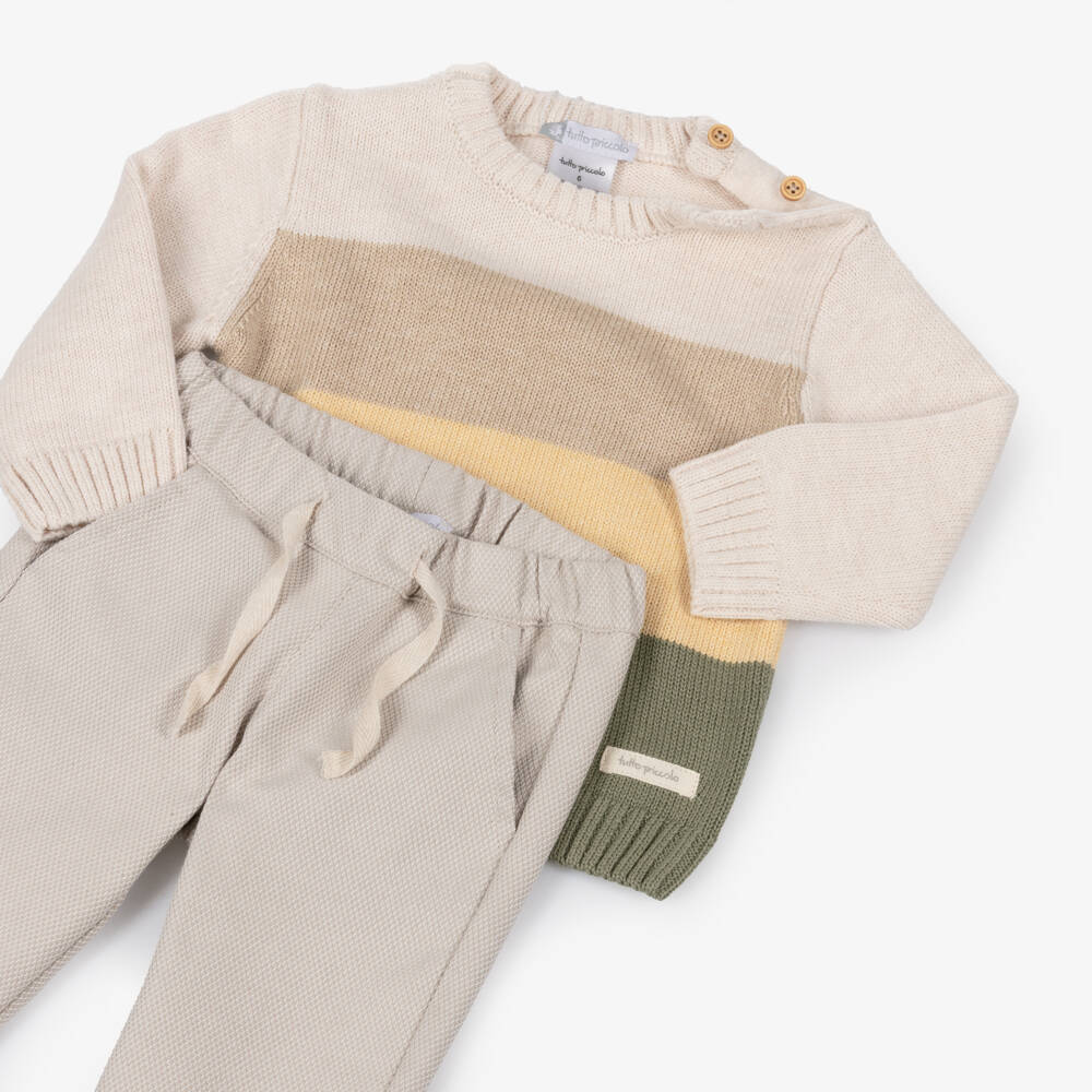 Tutto Piccolo-Бежевый вязаный свитер для мальчиков | Childrensalon Outlet