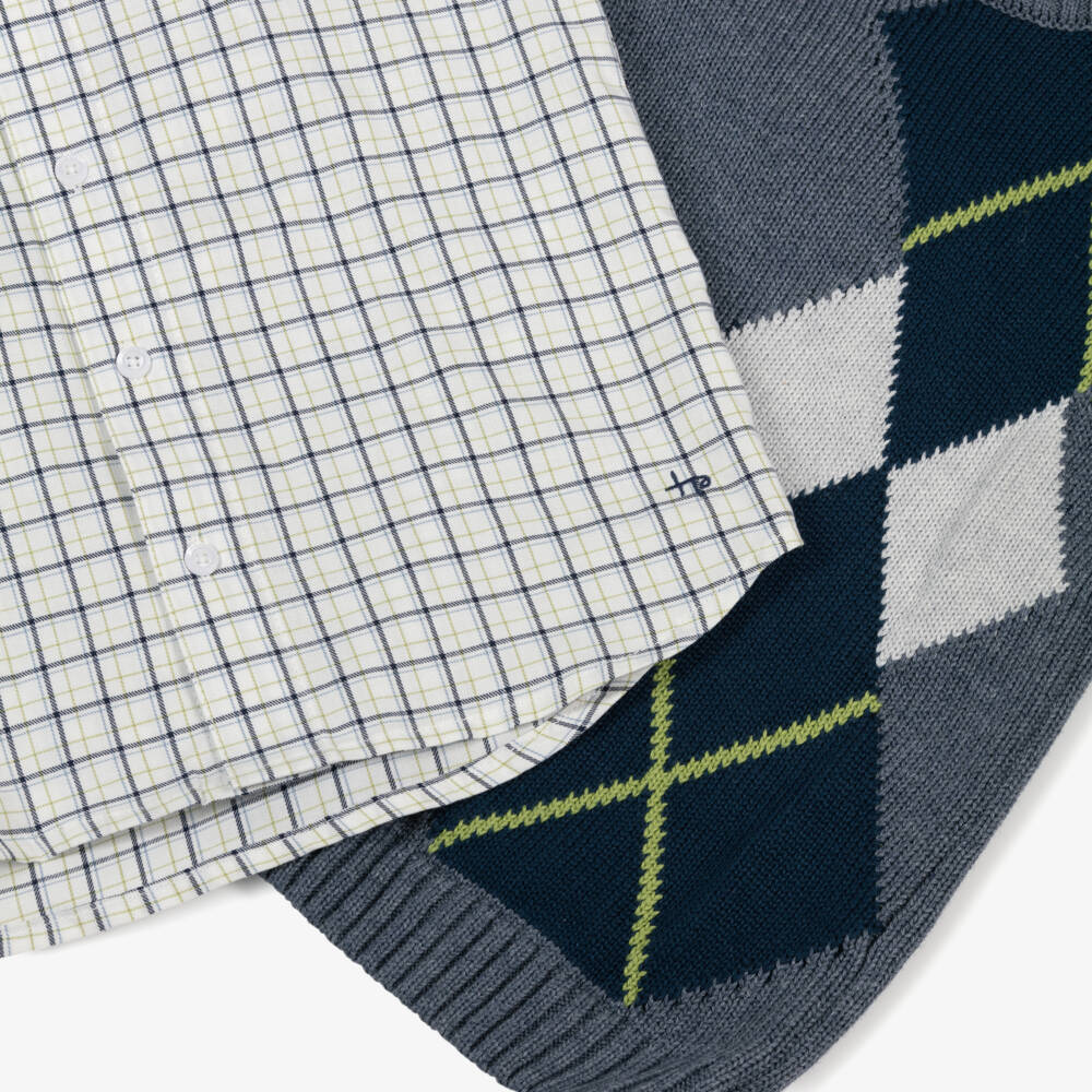 Tutto Piccolo-Boys Blue and Grey Knit Set | Childrensalon Outlet