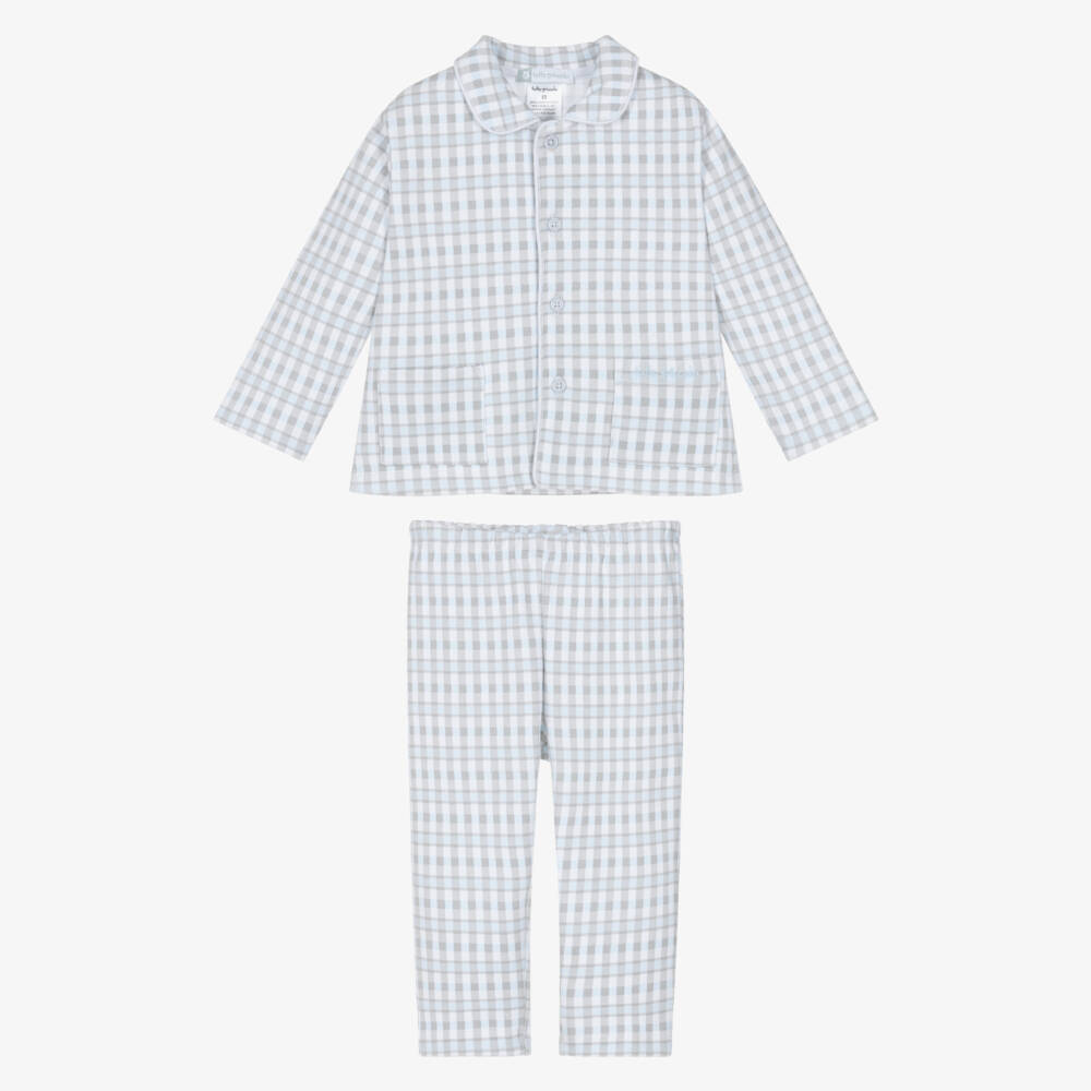 Tutto Piccolo-Boys Blue & Beige Cotton Check Pyjamas | Childrensalon Outlet